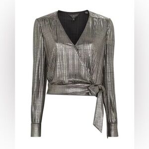 Ted Baker Elwiira Gathered Metallic Wrap Top